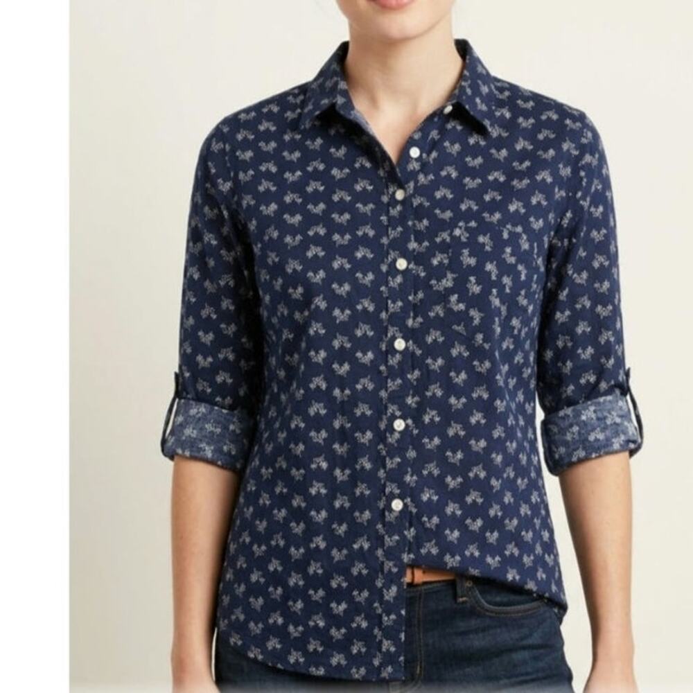 Patagonia Long-Sleeved Brookgreen Shirt Western Ditsy pattern 6 Navy Blue white